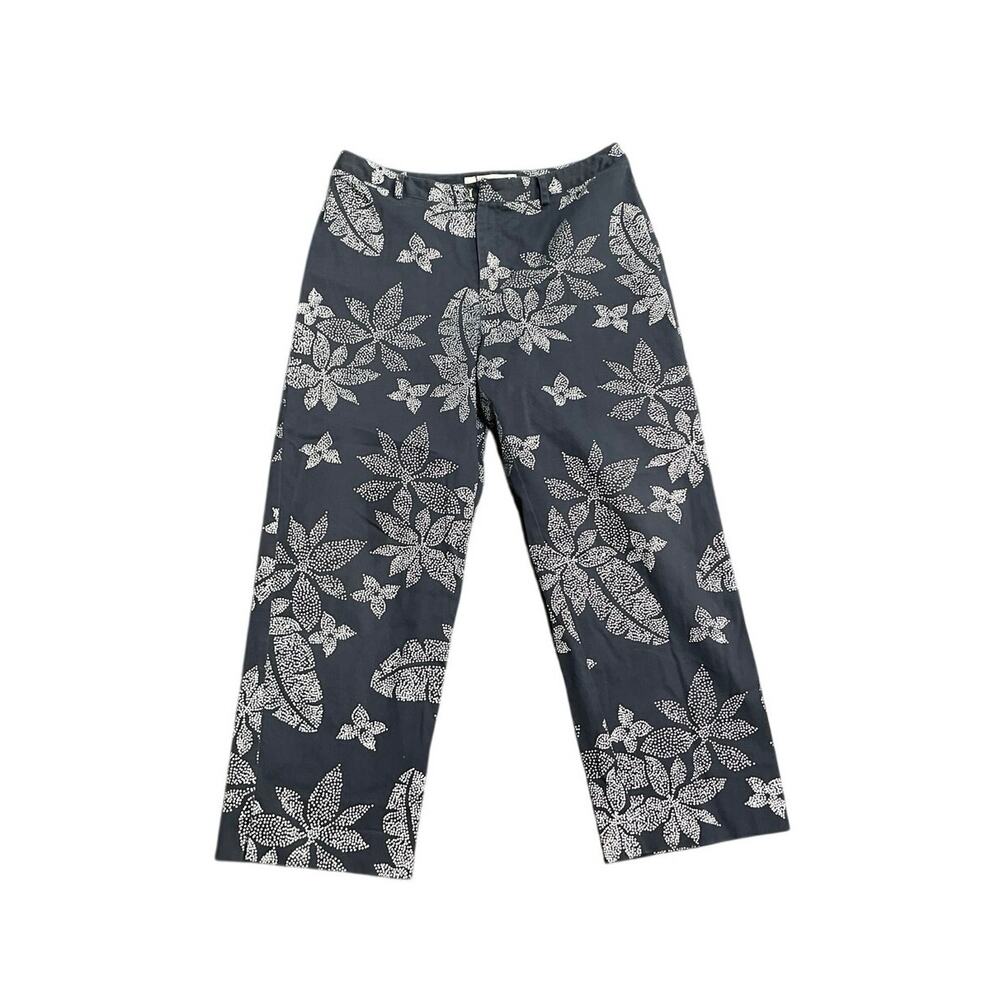 Evan-Picone Navy Blue Floral Stretch Capri Pants SZ 8 Resort Casual Wear